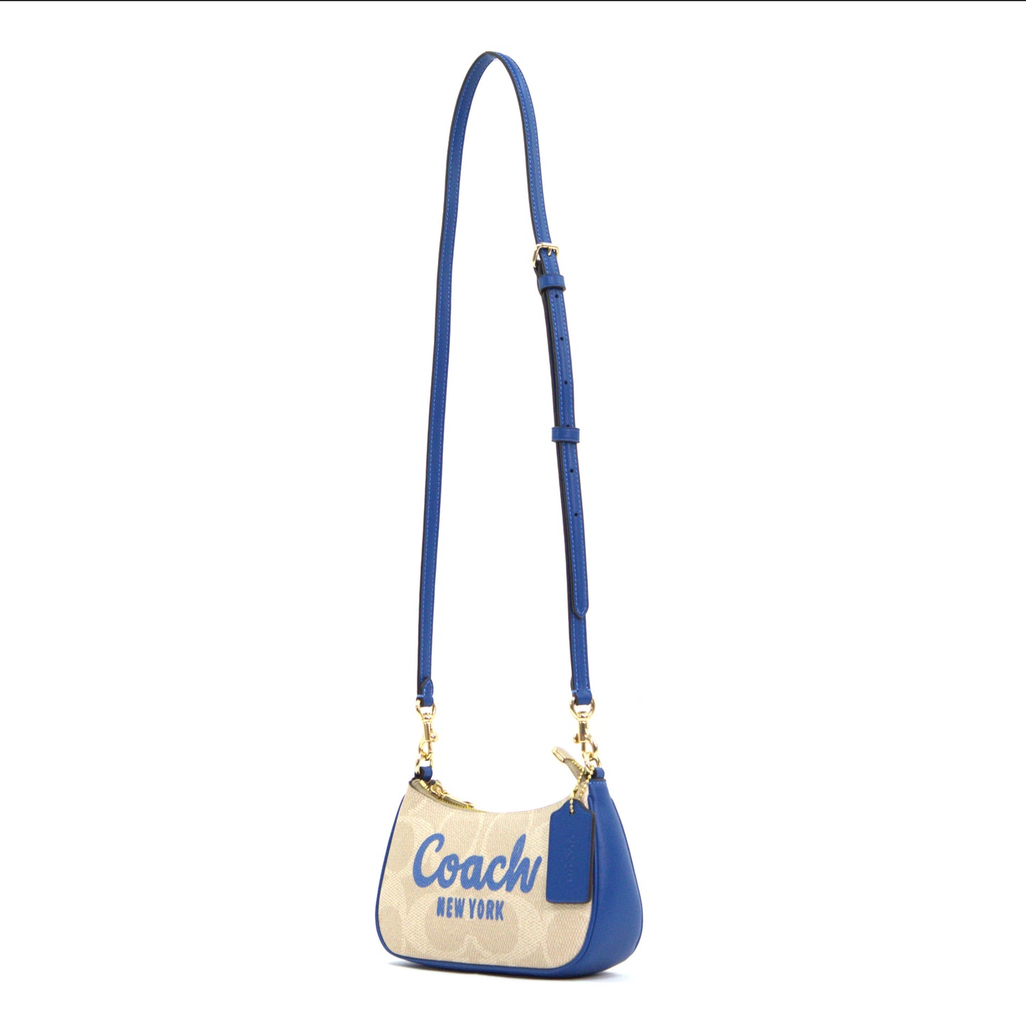 Coach Teri Mini Crossbody Bag In Signature Canvas With Coach Graphic - Sand/Pacific Bright Mineral