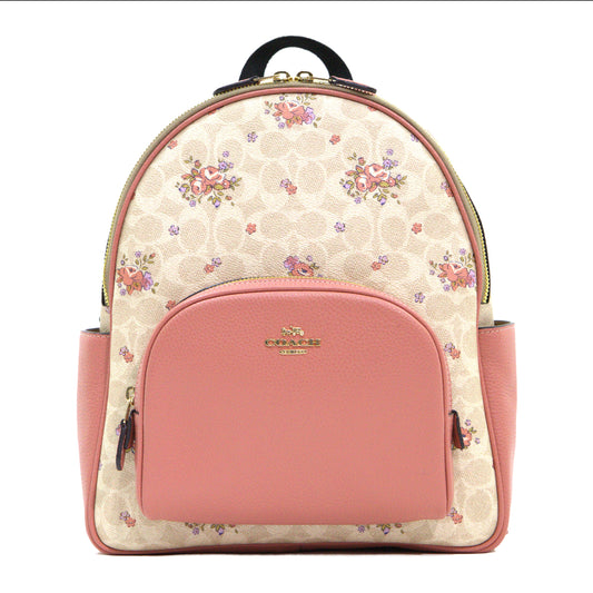Coach Court Backpack In Signature Canvas With Floral Print - Sand Multi