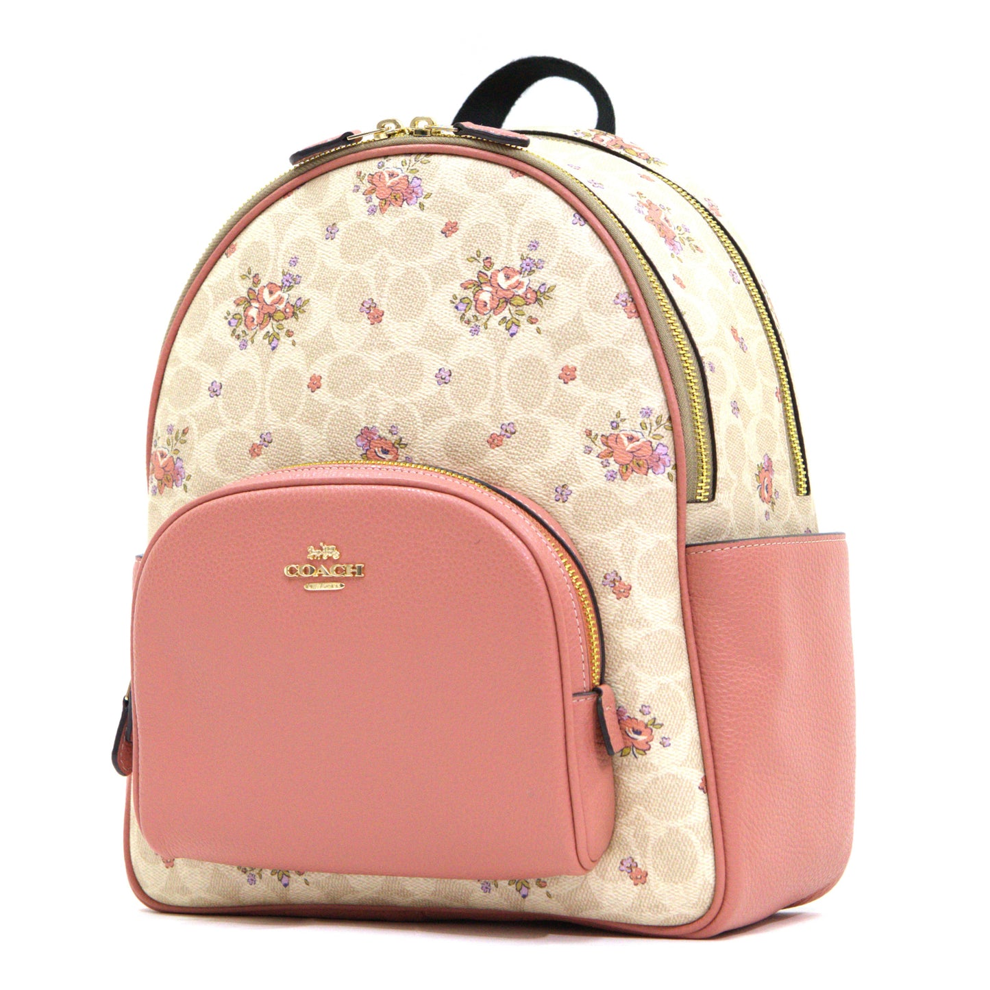 Coach Court Backpack In Signature Canvas With Floral Print - Sand Multi