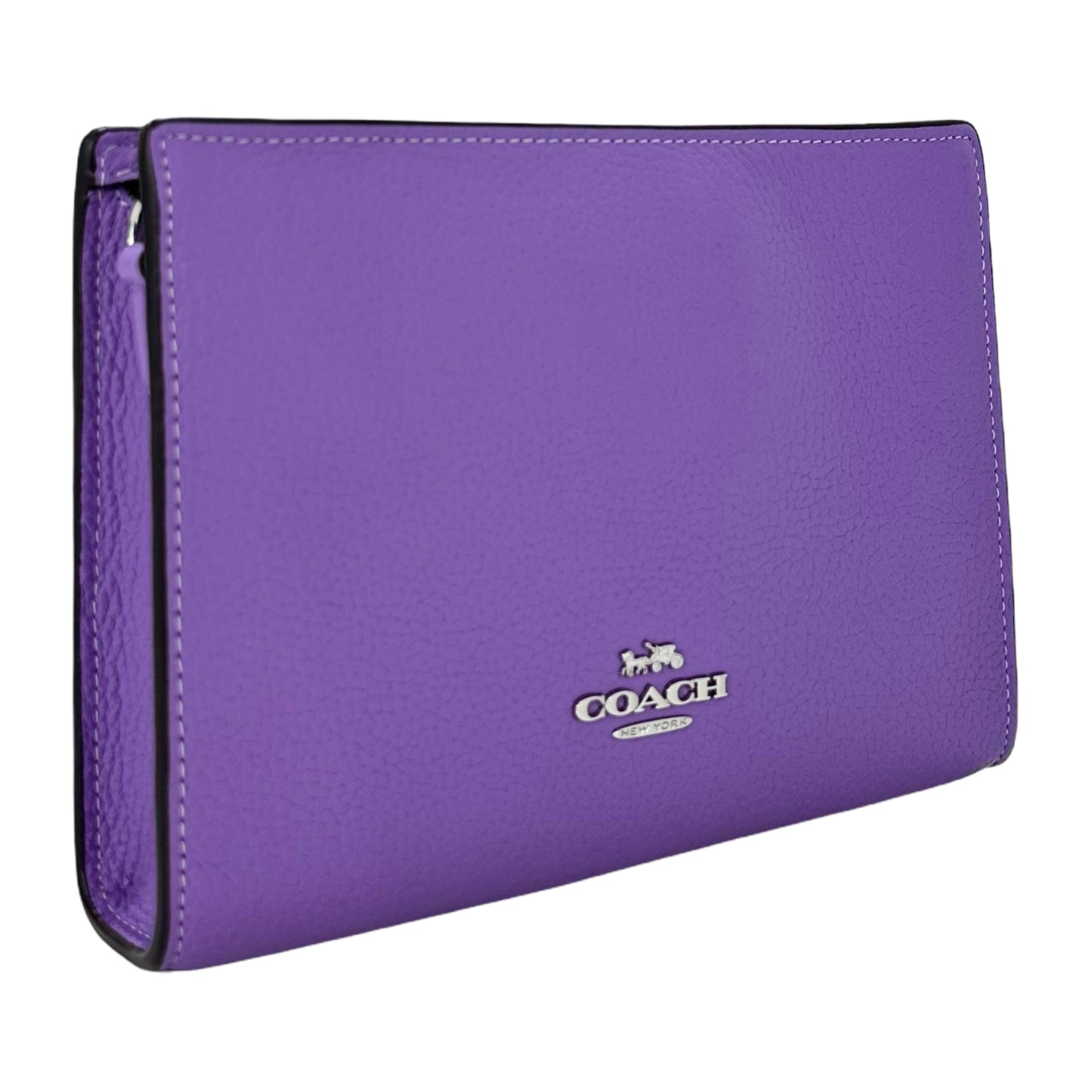 Coach  Slim Crossbody Pebbled Leather-Silver/Iris