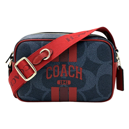 Coach Mini Jamie Camera Bag In Signature Canvas- Denim Bold Red