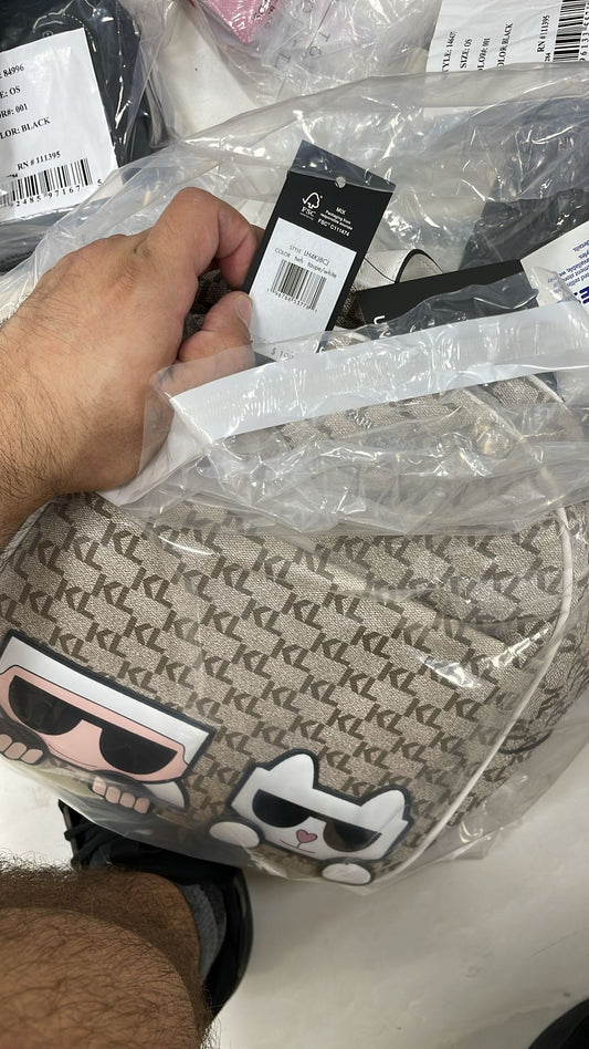 Karl Lagerfeld Maybelle Backpack- Taupe/White