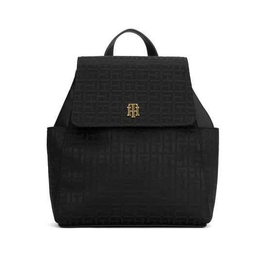 Tommy Hilfiger Brand Logo Self Design Small Backpack - Black