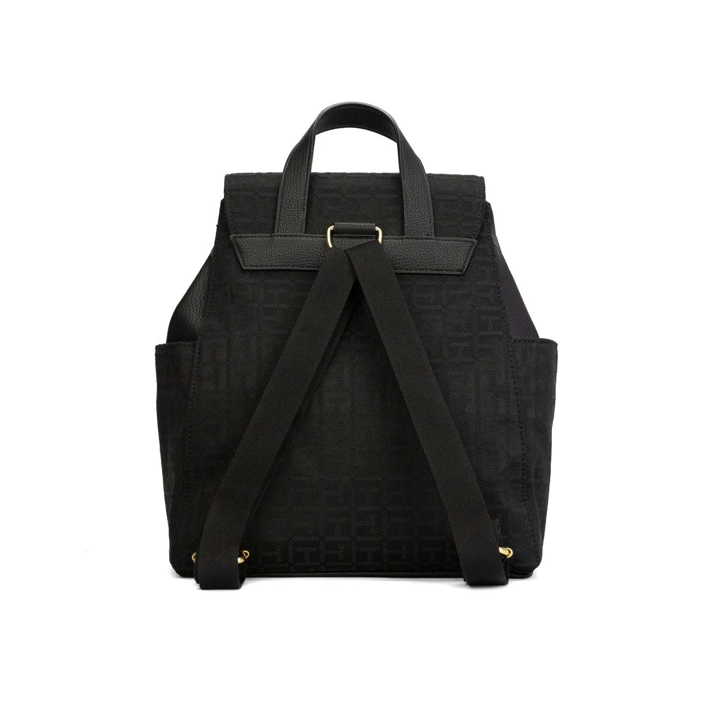 Tommy Hilfiger Brand Logo Self Design Small Backpack - Black