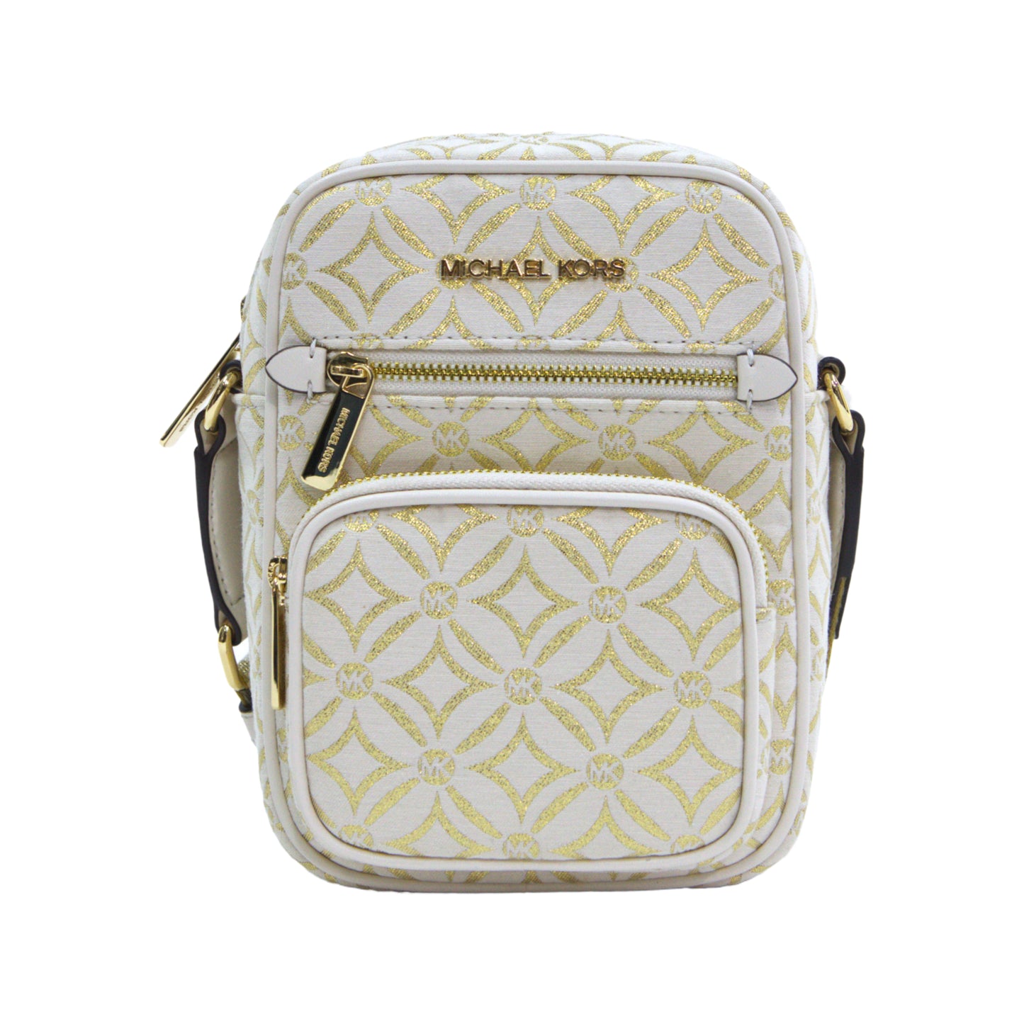 Michael Kors Jet Set Medium Logo North/South Pocket Crossbody Bag - Light Cream