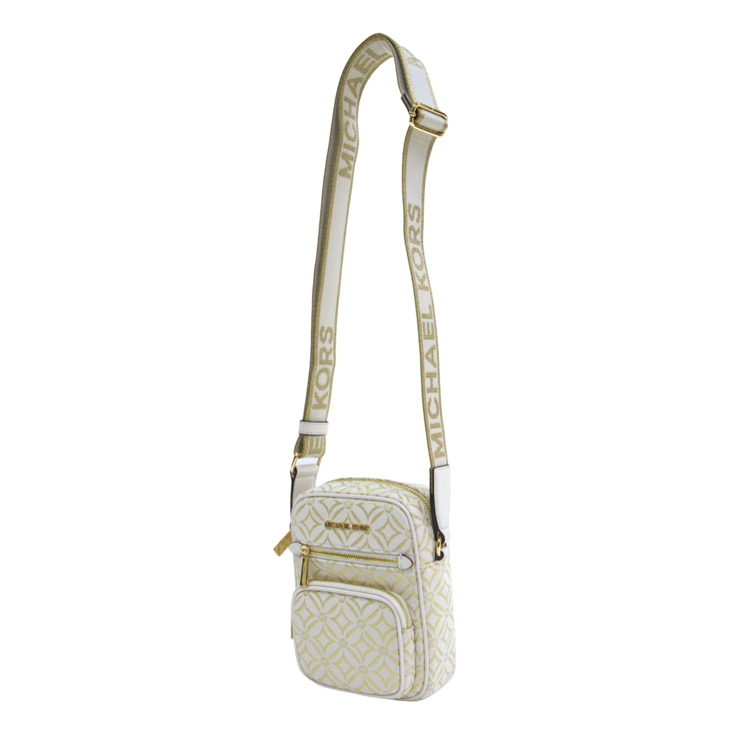 Michael Kors Jet Set Medium Logo North/South Pocket Crossbody Bag - Light Cream