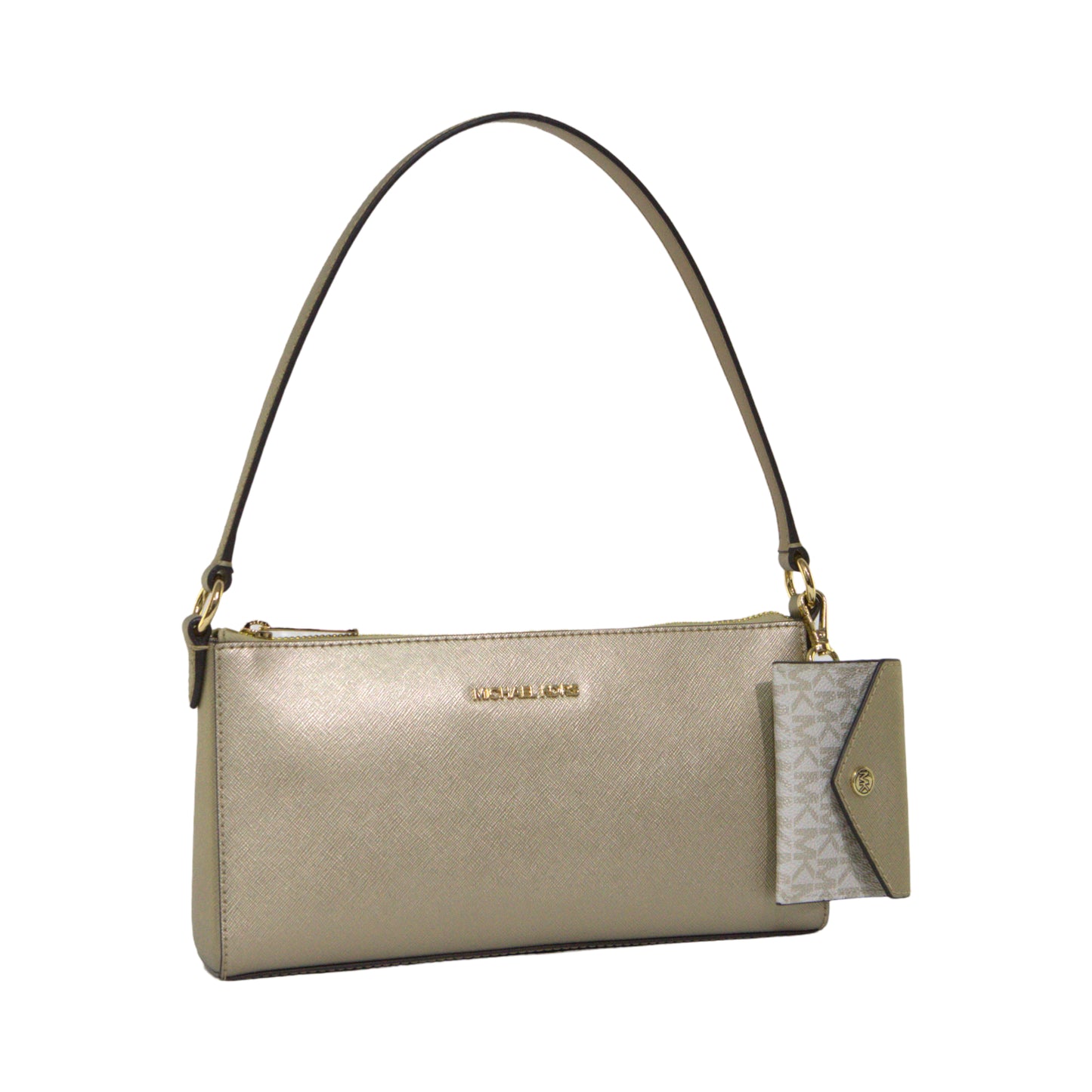 Michael Kors Vincent Medium Pouchette With Card Case Shoulder Handbag -Pale Gold