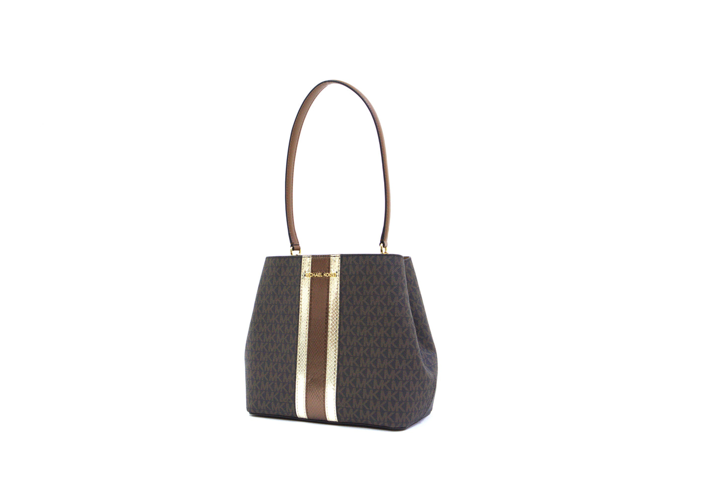 Michael Kors Medium Pratt Bucket Shoulder Purse - Brown Multi