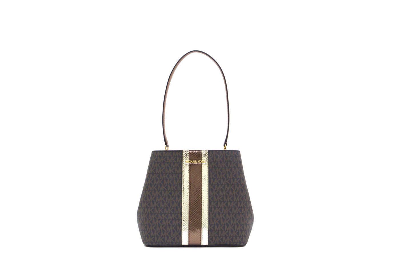 Michael Kors Medium Pratt Bucket Shoulder Purse - Brown Multi