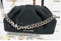 Michael Kors Nola Small Women MK Chain Clutch Shoulder Bag  - Black