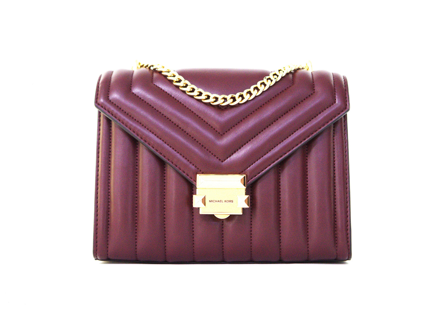 Michael Kors Whitney Medium Classic Chain Shoulder Flap Bag - Oxblood