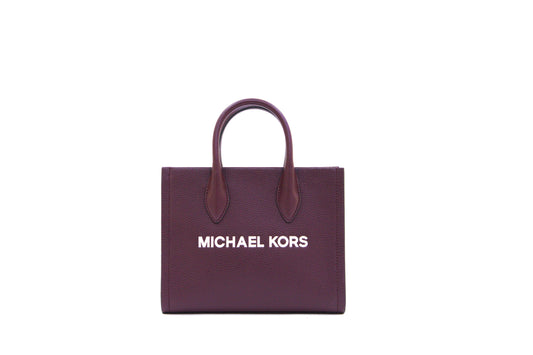 Michael Kors Mirella Small Leather Shopper Top Zip Crossbody Bag - Oxblood