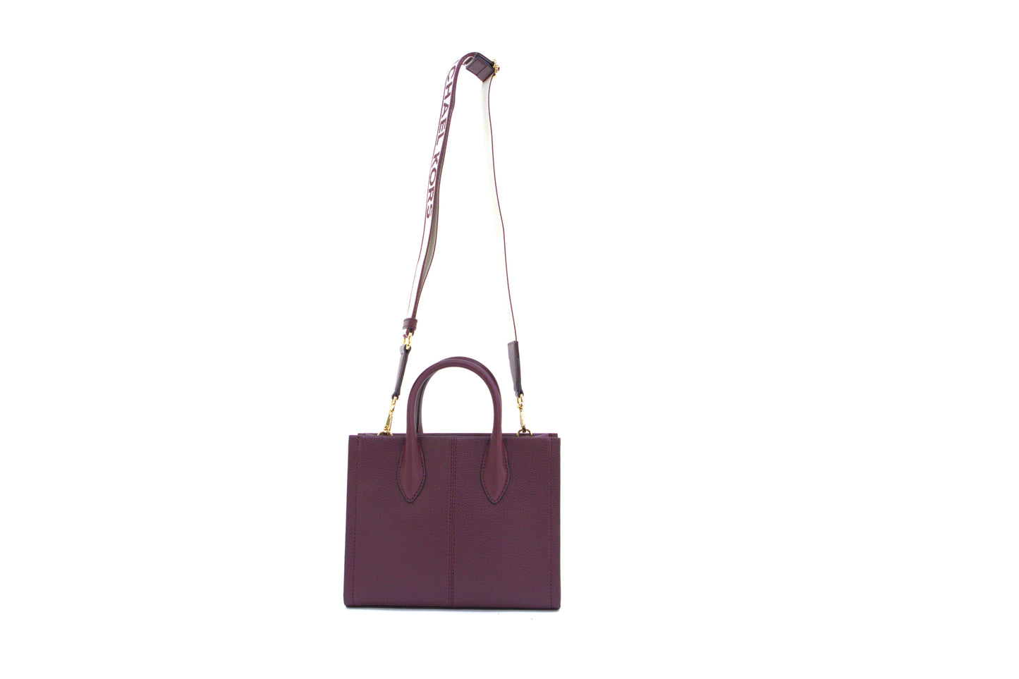 Michael Kors Mirella Small Leather Shopper Top Zip Crossbody Bag - Oxblood