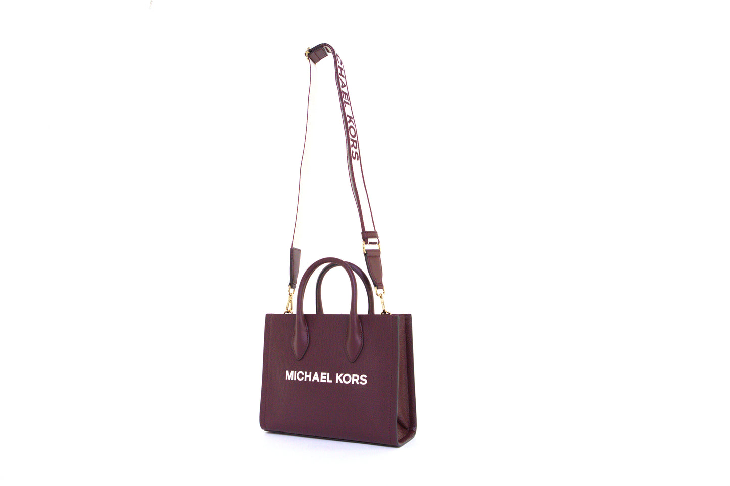 Michael Kors Mirella Small Leather Shopper Top Zip Crossbody Bag - Oxblood
