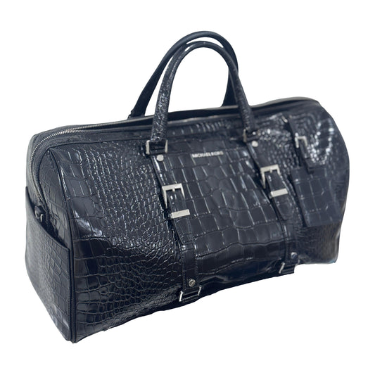 Michael Kors Bedford Travel Extra Large Embossed Duffle Bag Weekender- Black