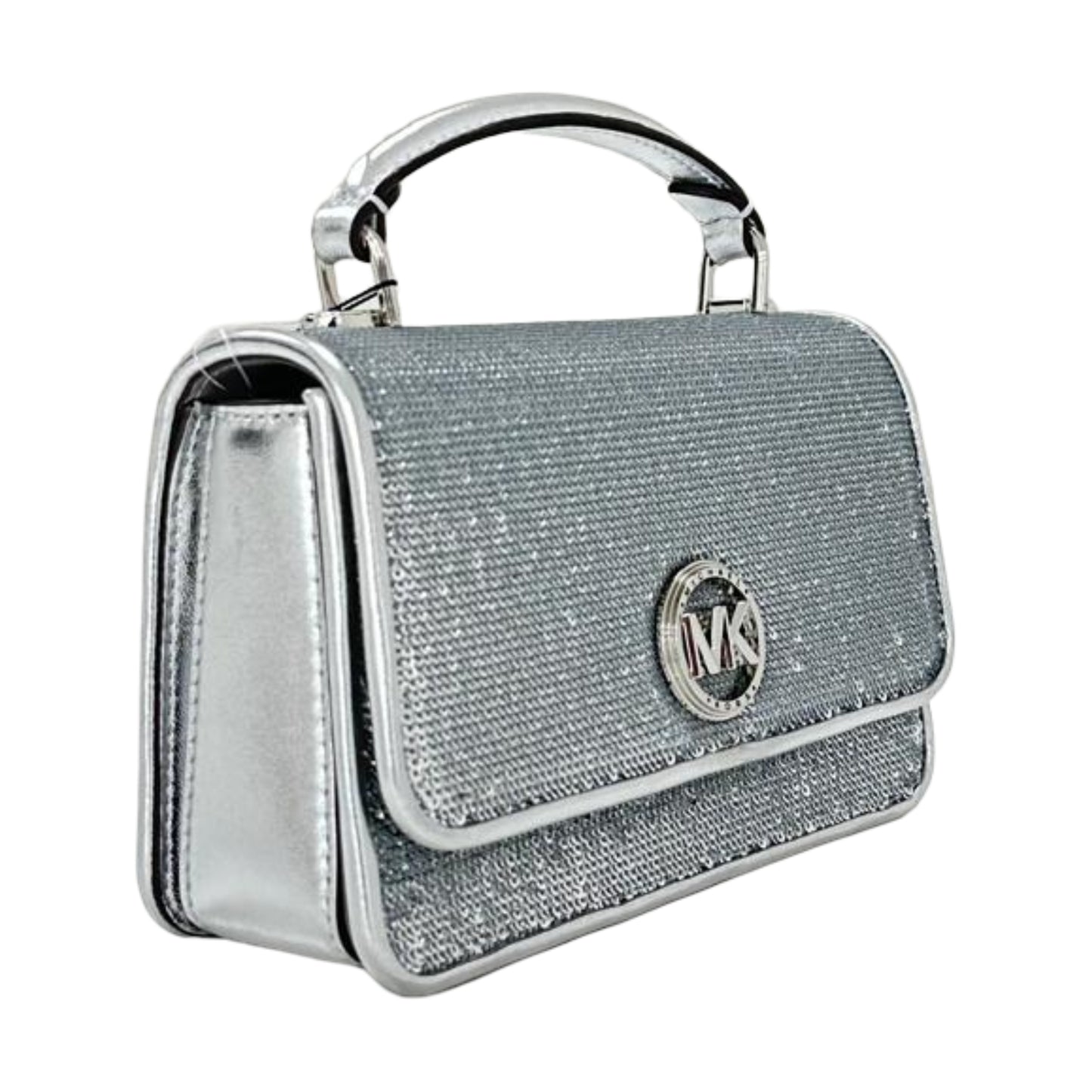 Michael Kors Delancey Mini East West Top Handle Chain Crossbody - Silver