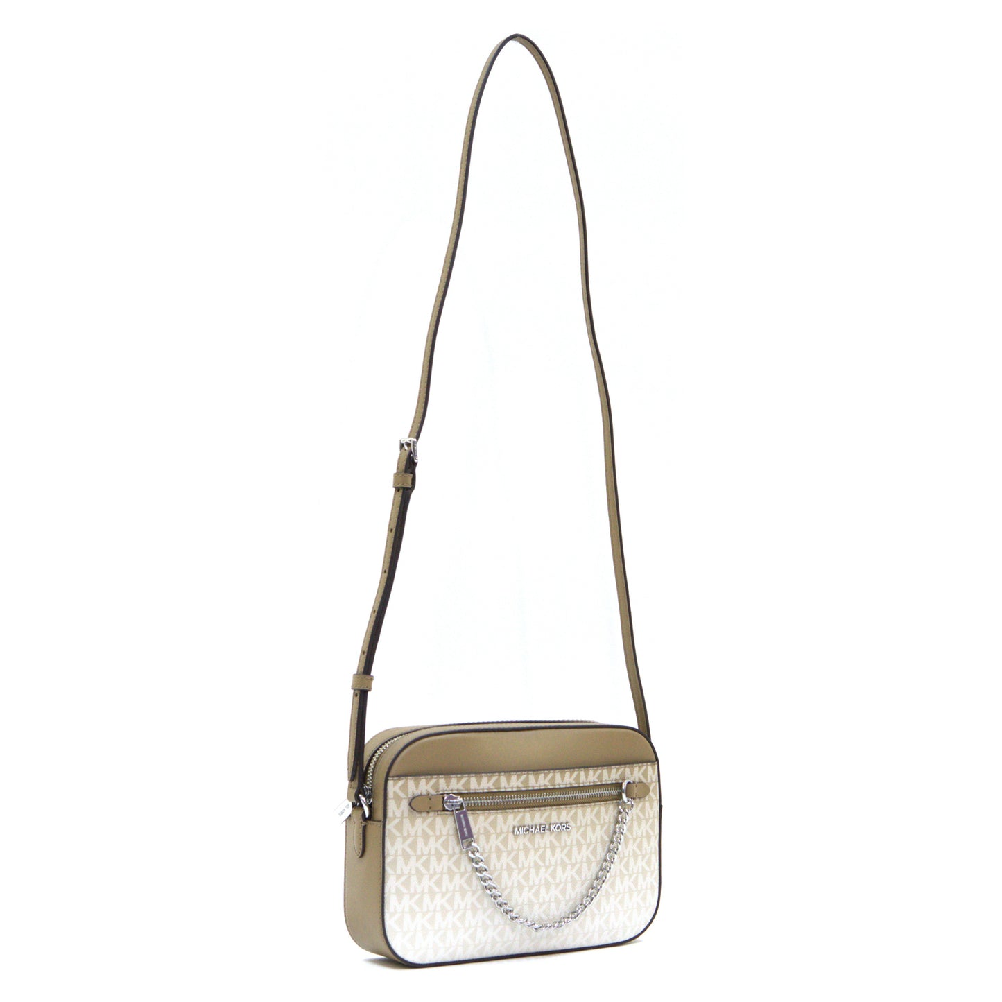 Michael Kors Jet Set Large East West Logo Crossbody Bag with Zip Chain Strap - Husk