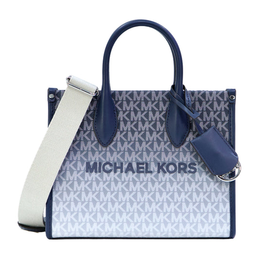 Michael Kors Mirella Small  Signature Crossbody Shopper Tote Bag Navy