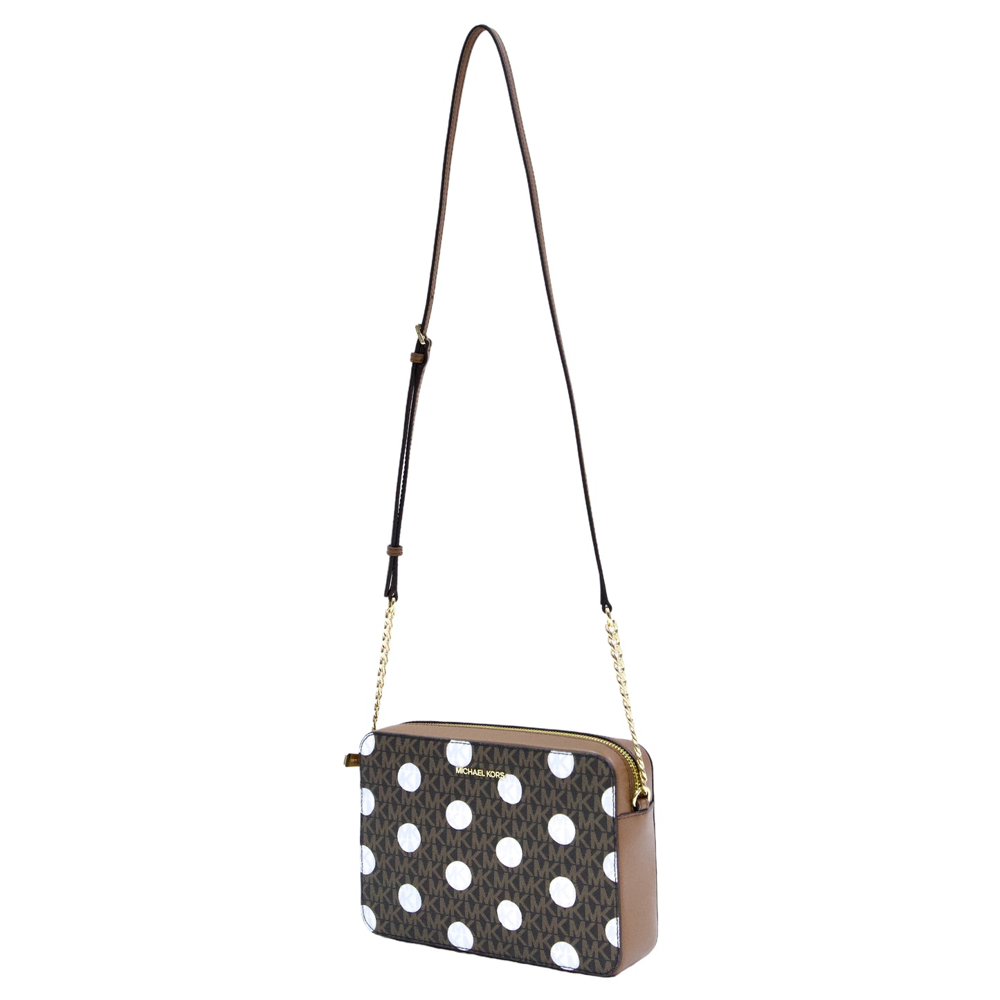 Michael Kors Jet Set Large East West Polka Crossbody -Luggage