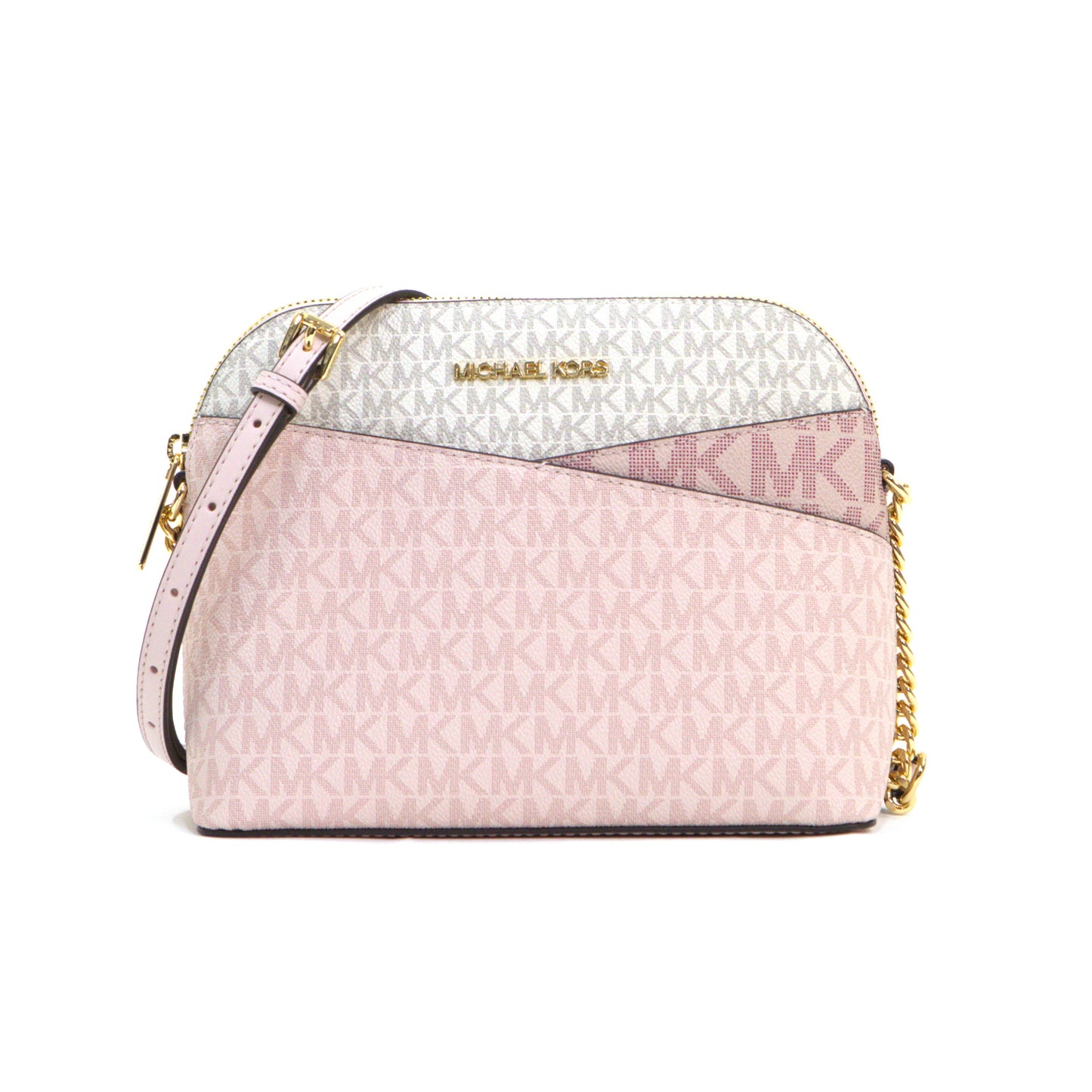 Michael Kors Jet Set Travel Medium Dome Crossbody Bag Signature - Powder Blush Multi