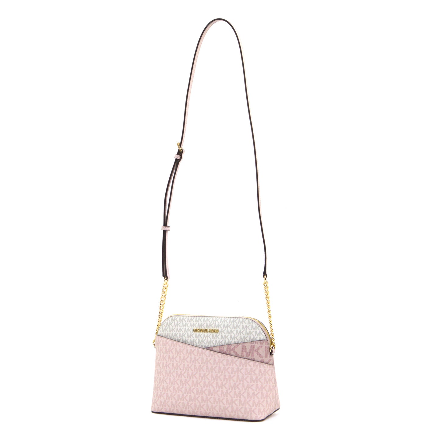 Michael Kors Jet Set Travel Medium Dome Crossbody Bag Signature - Powder Blush Multi