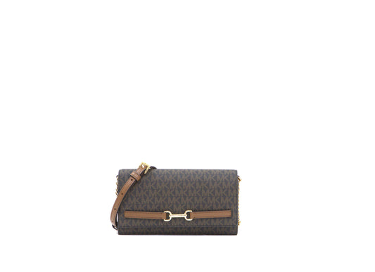 Michael Kors Carson Large Signature Logo Convertible Wallet Crossbody Bag - Brown