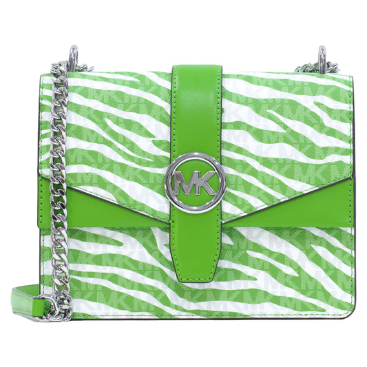 Michael Kors Greenwich Small Animal Print Logo Flap Crossbody Bag - Jungle Green