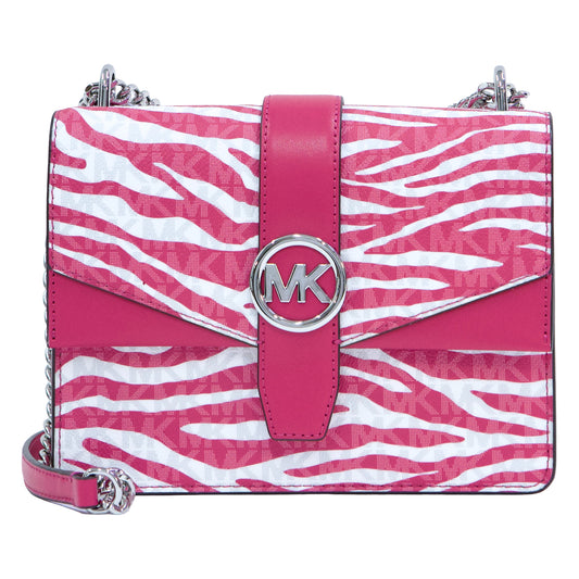 Michael Kors Greenwich Small Animal Print Flap Crossbody Bag - Dragonfruit