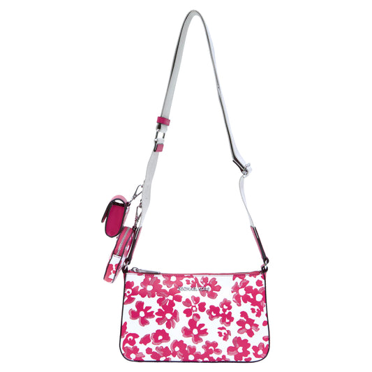 Jet Set Small Sequined Floral Print Crossbody Bag- Dragonfruit
