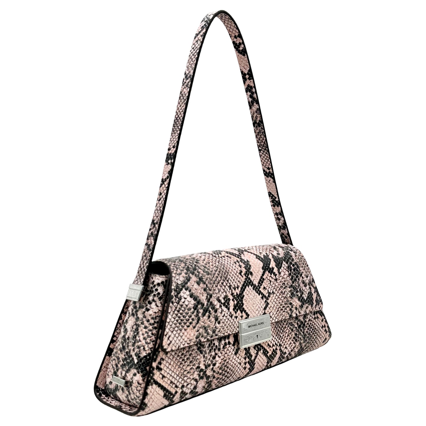 Michael Kors Ludlow Medium Snake Embossed Leather Shoulder Bag - Smokey Rose