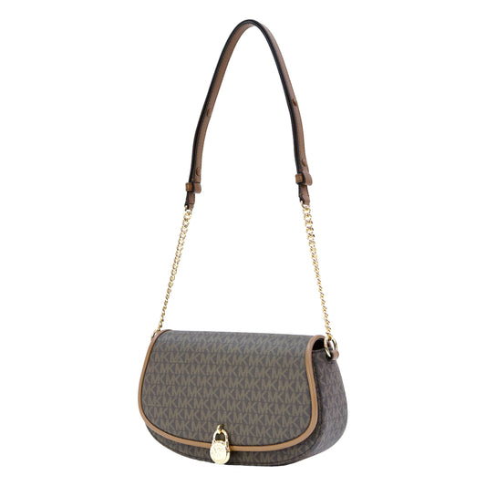 Michael Kors Mila Medium Signature Logo Messenger Bag- Brown