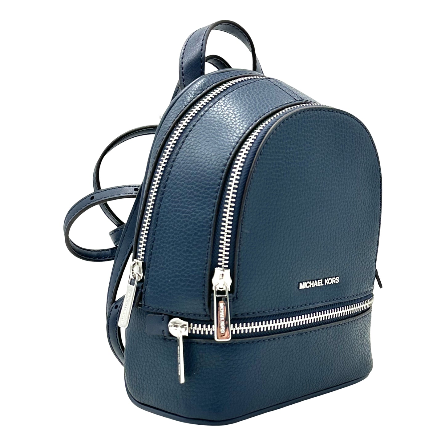 Michael Kors Rhea Small Leather Backpack- Navy