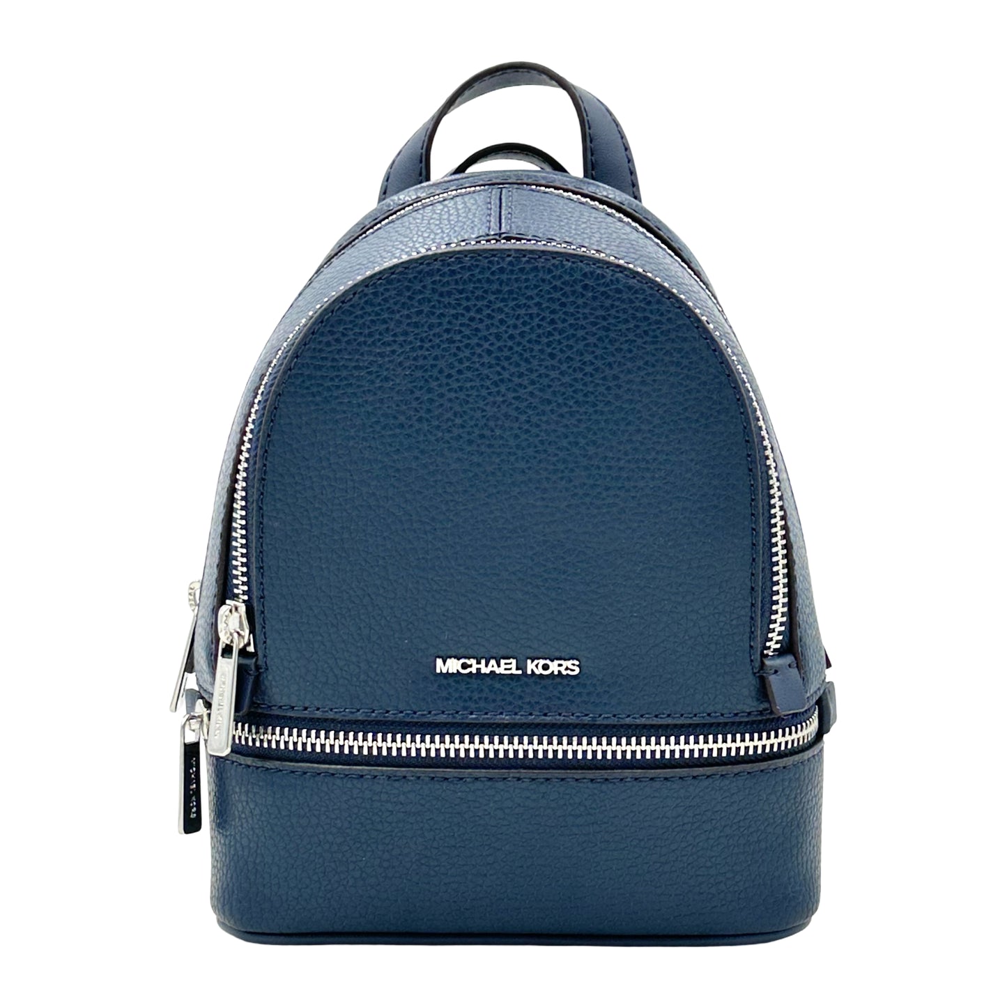 Michael Kors Rhea Small Leather Backpack- Navy