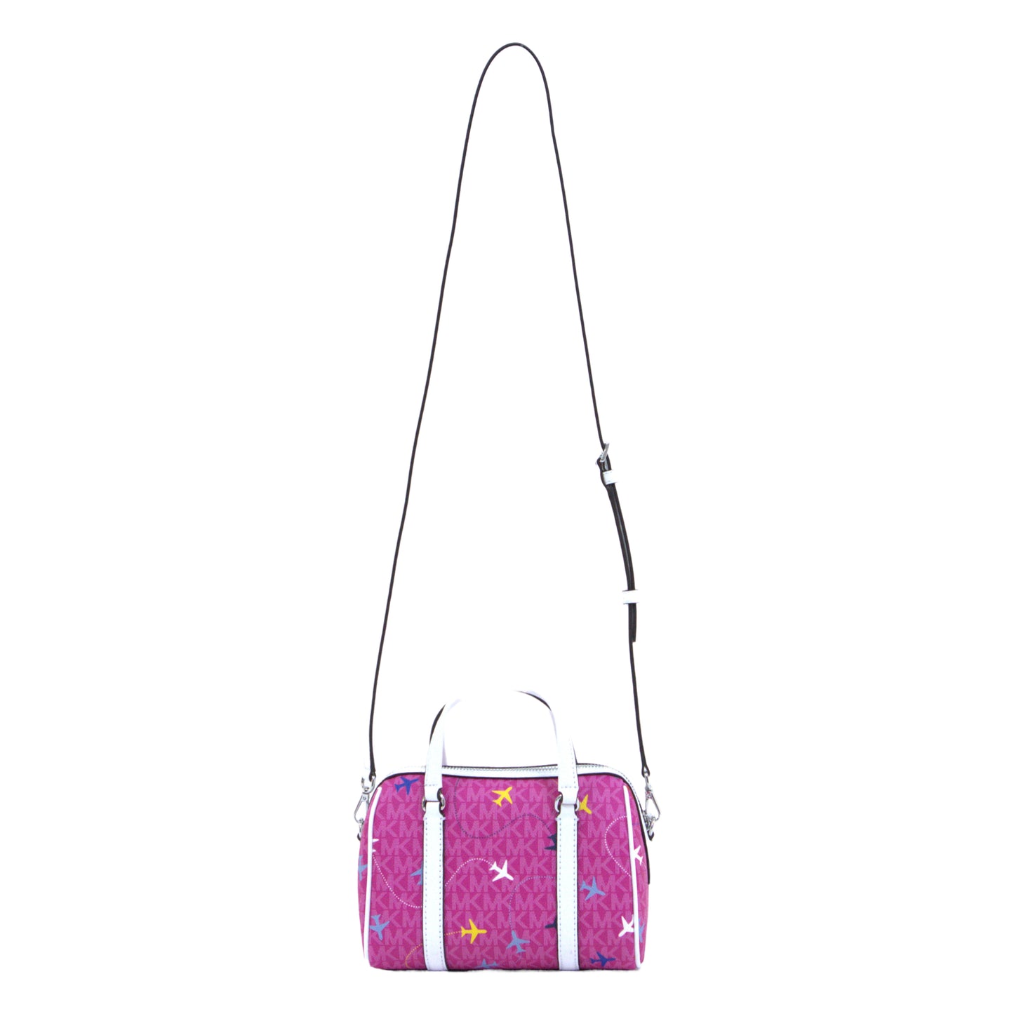 Michael Kors Travel Small Duffle Crossbody Bag Airplane Print - Dragonfruit