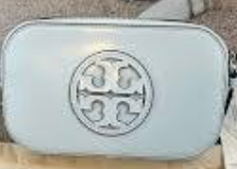 Tory Burch Mini Miller Monchromatic Patent Leather Crossbody Bag - Ice Blue