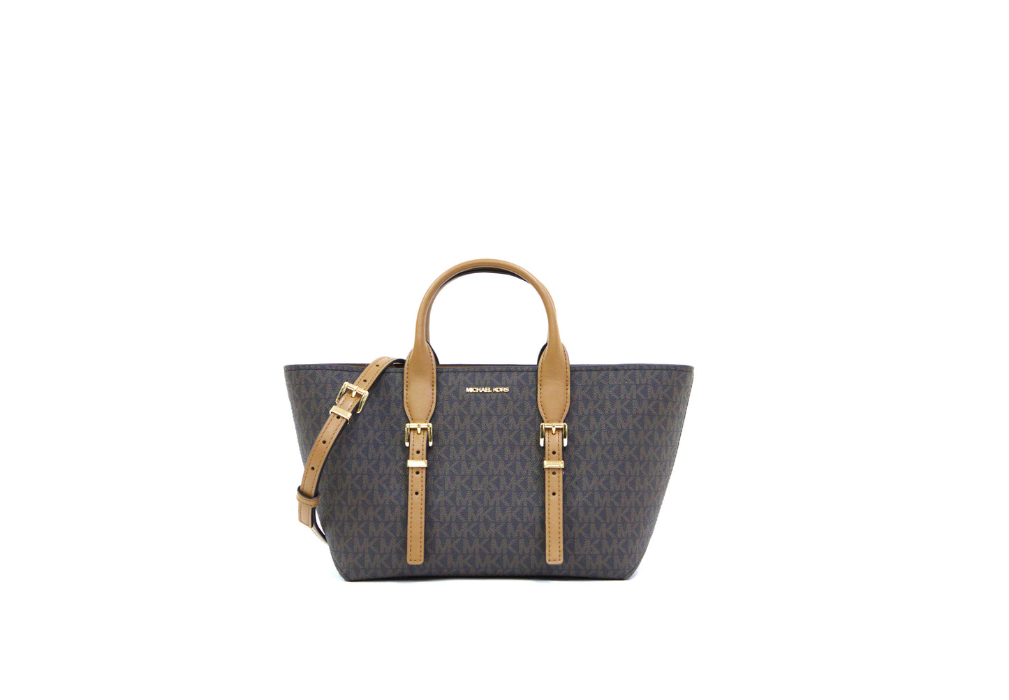 Michael Kors Moore Small Signature Logo Satchel- Brown