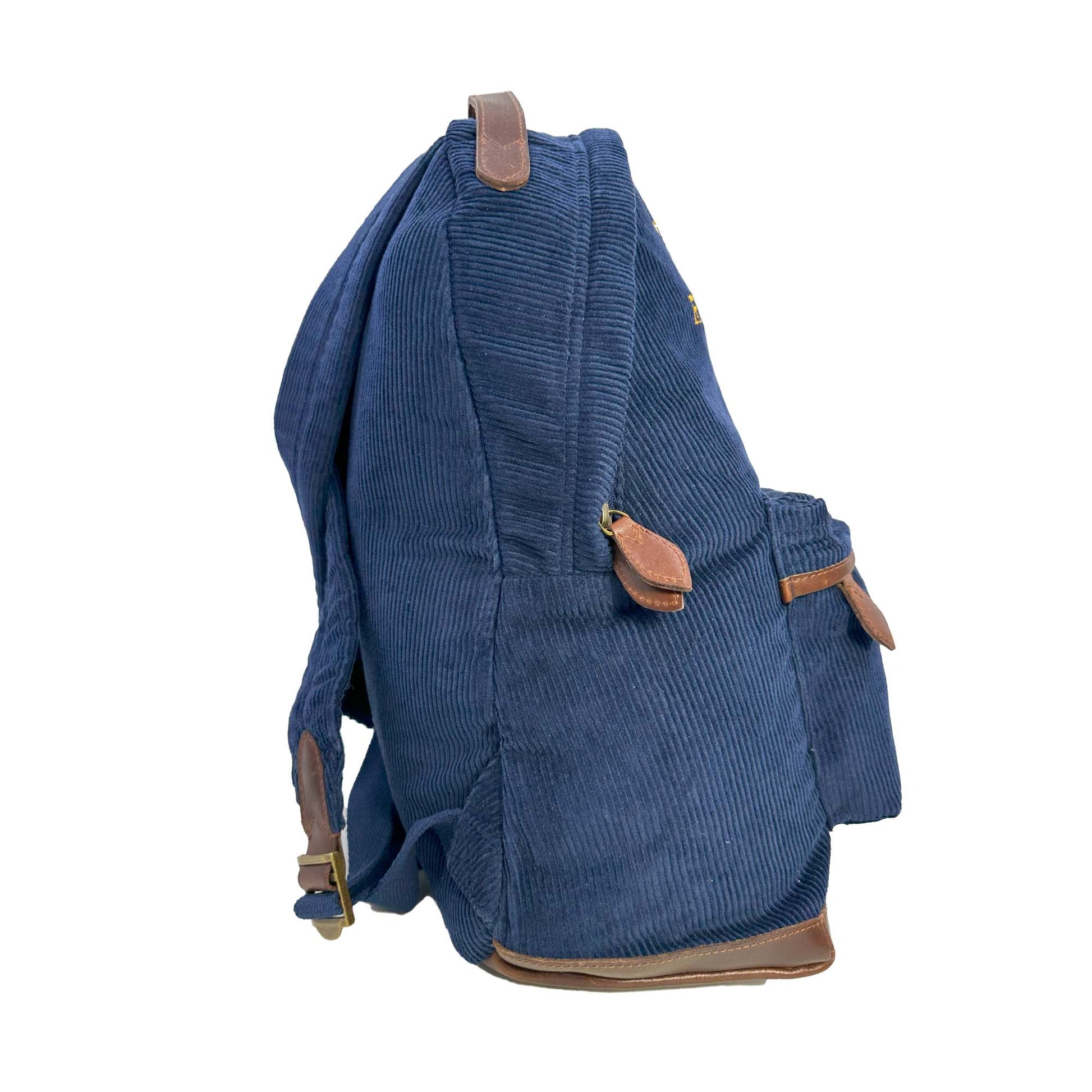 Polo Ralph Lauren Crest Leather-Trim Corduroy Backpack - Newport Navy - 0888188472143