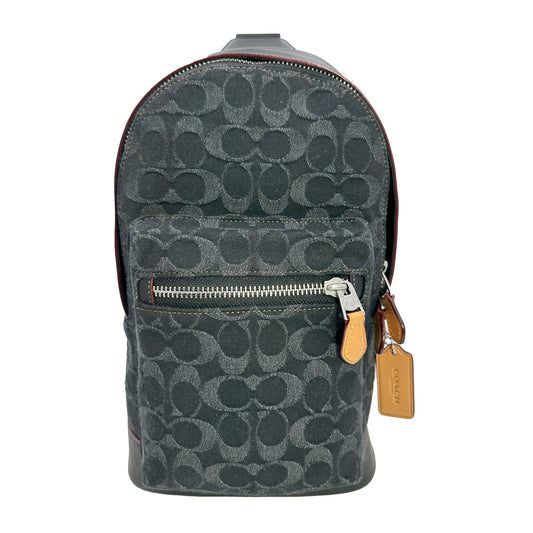 Coach West Pack In Signature Canvas - Gunmetal/Charcoal Black 