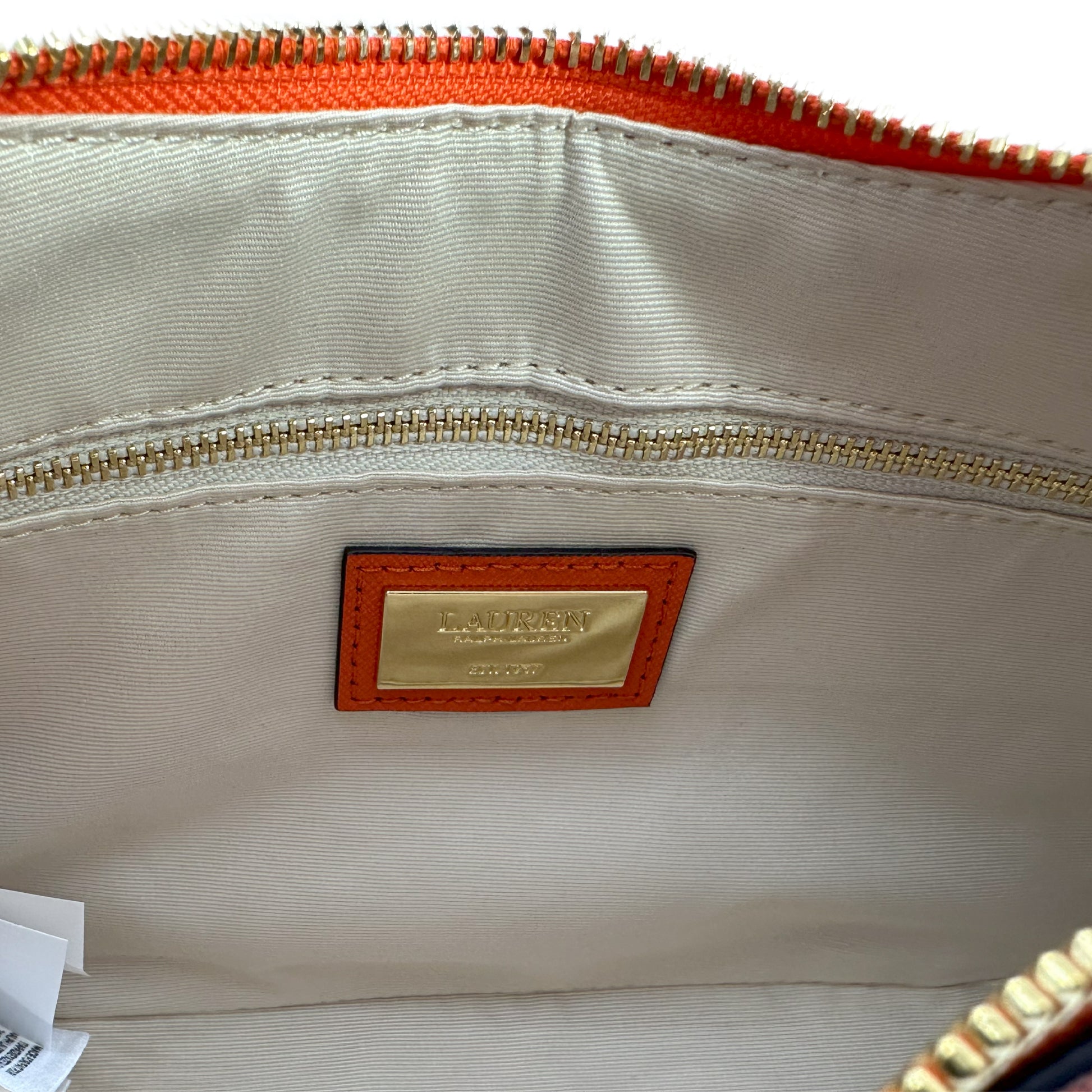 Polo Ralph Lauren Crosshatch Leather Medium Danni Bag - Orange