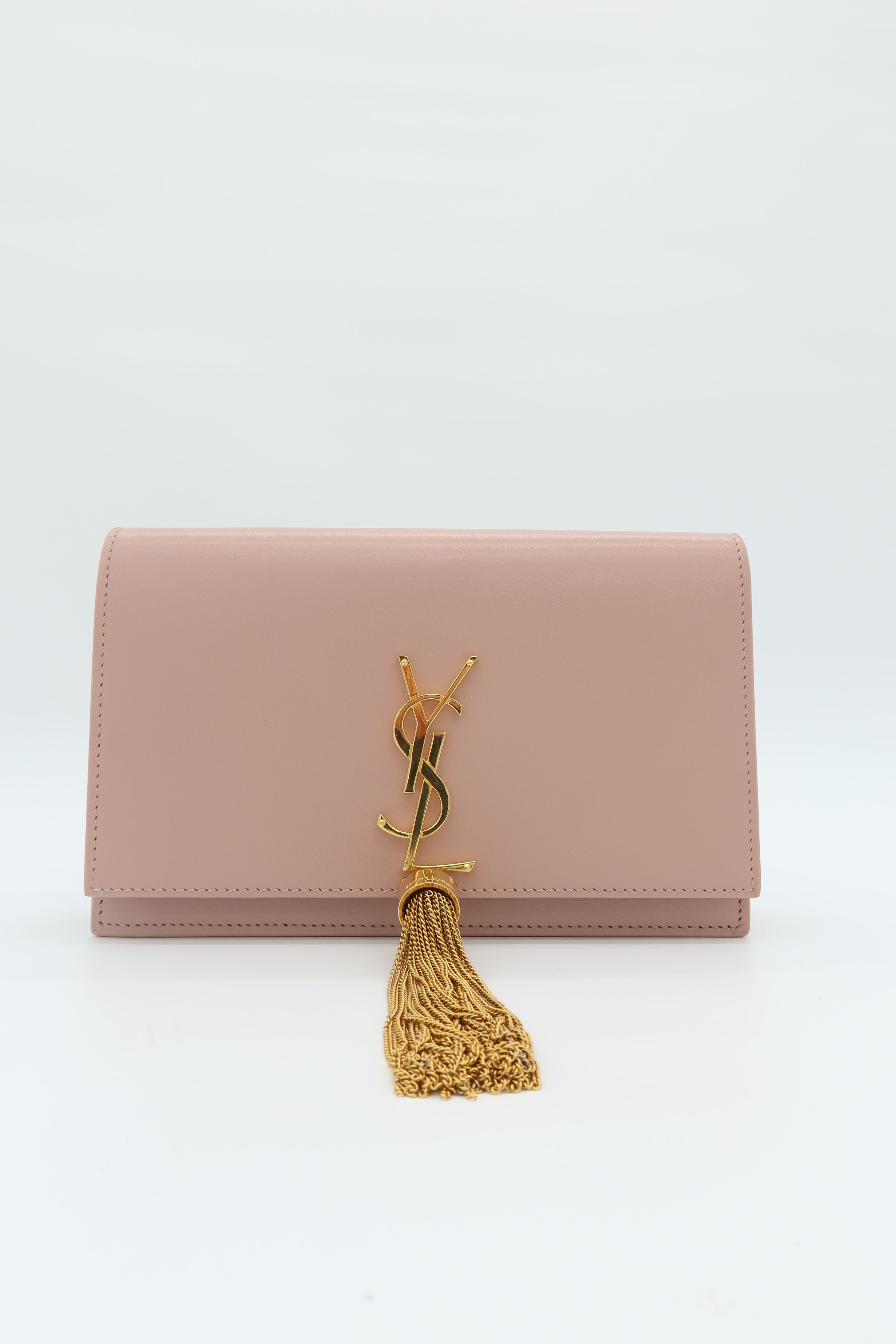 Saint Laurent Kate Tassel Wallet on Chain Pale Pink Leather Crossbody Clutch Bag