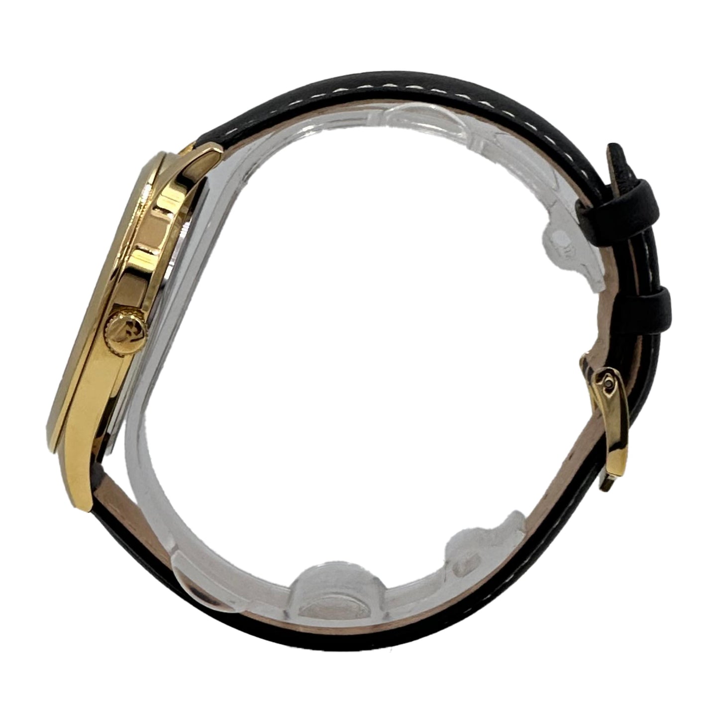 Bulova Men's Gold-Tone Case Black Leather Strap Watch - 971B181 0042429565128