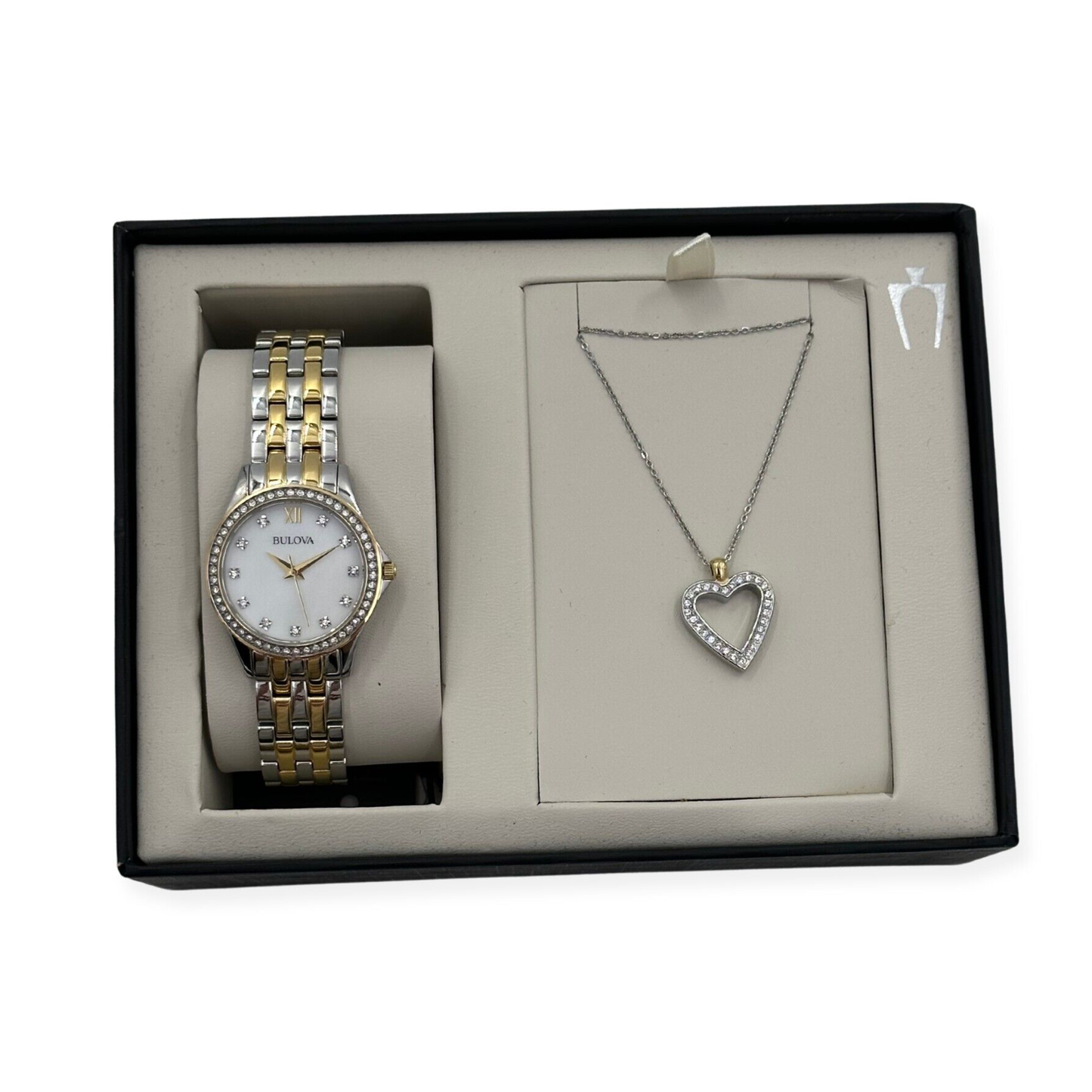 Bulova Women's Crystal Accent Two-Tone Mother-of-Pearl Dial Watch Set - 98X113 - 42429546844