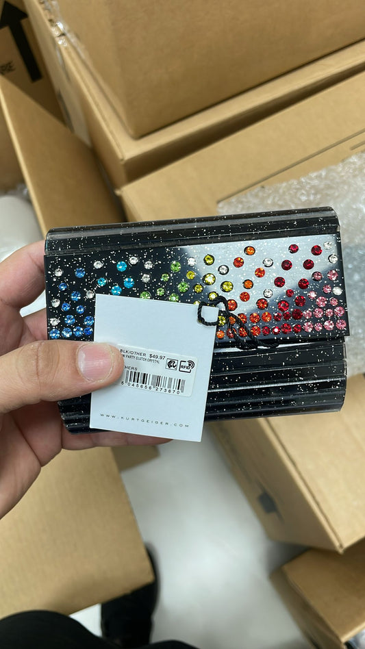 Kurt Geiger Mini Party Clutch Crystal Glitter-Black/ Multi