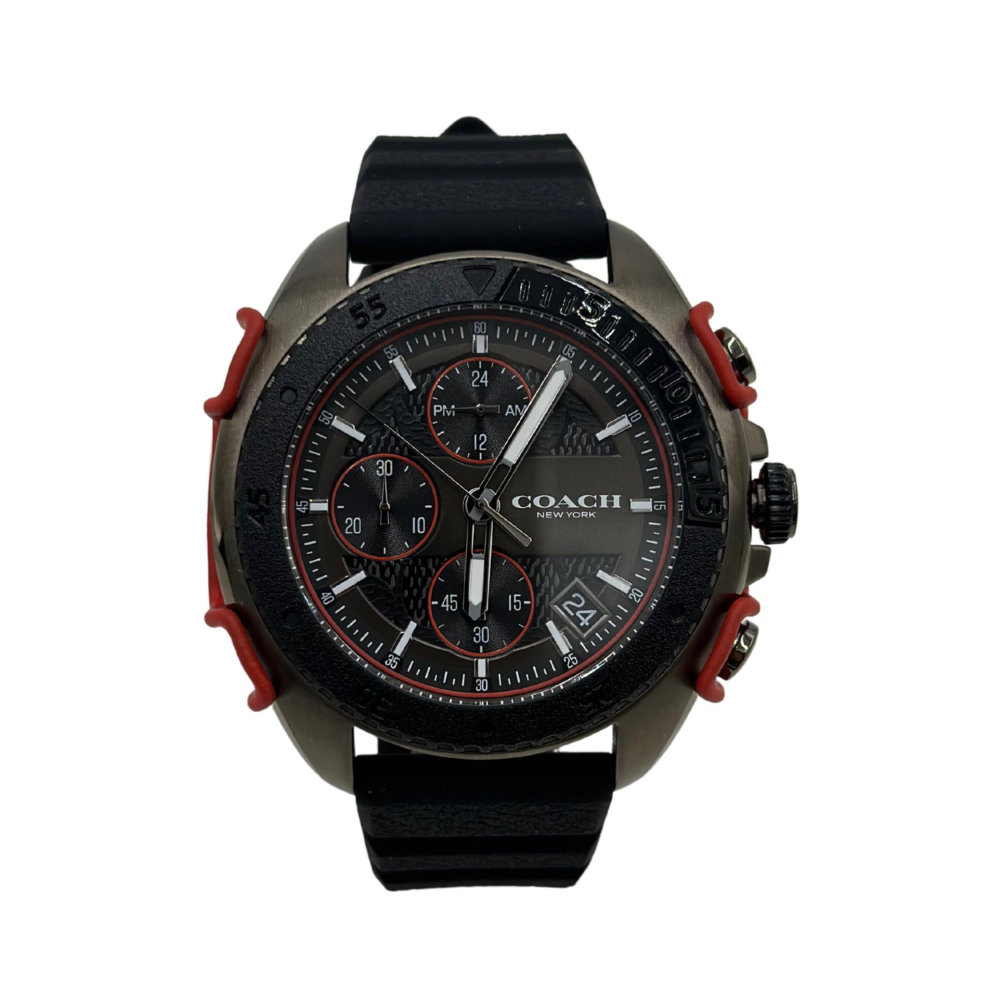 Coach Chronograph Black Silicone Band 45 mm Case Men's Watch - 14602453 - 885997347693 