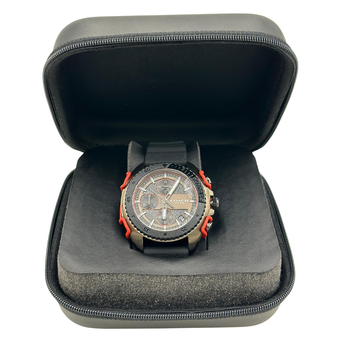 Coach Chronograph Black Silicone Band 45 mm Case Men's Watch 14602453