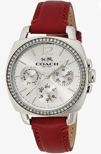 Coach Boyfriend Small Multi-function Red Leather Strap Women Watch 14502171 $225