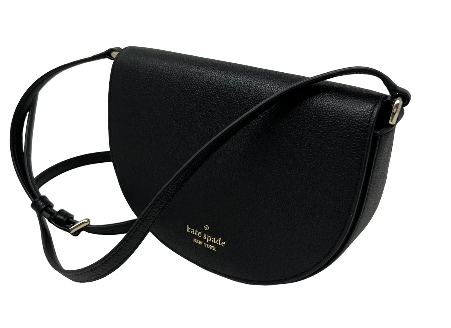 Kate Spade Flap Crossbody Crescent Black Pebble Leather Bag K8146 $329