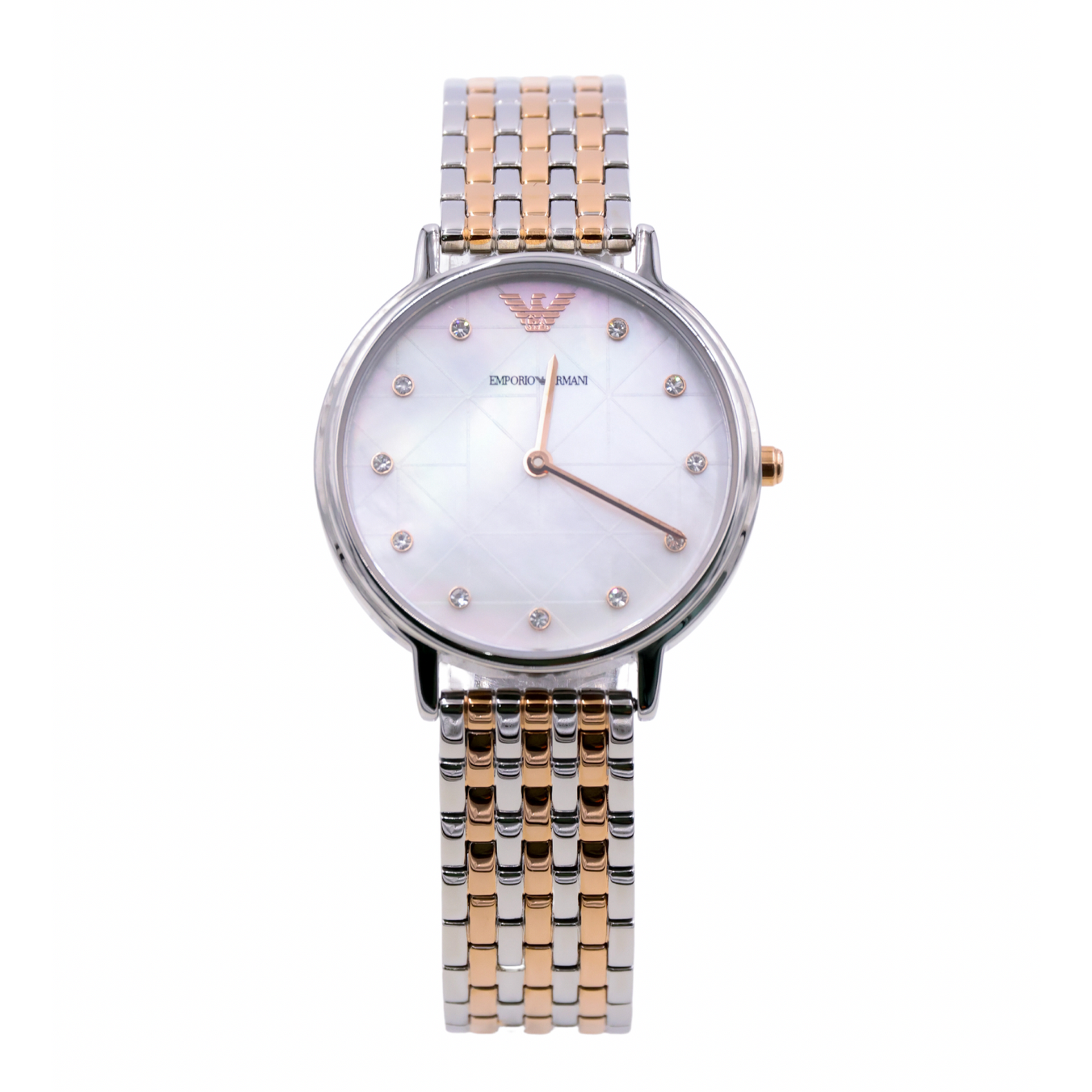 Emporio Armani Crystal White Mother of Pearl Dial Ladies Watch - AR80019 - 723763274029 