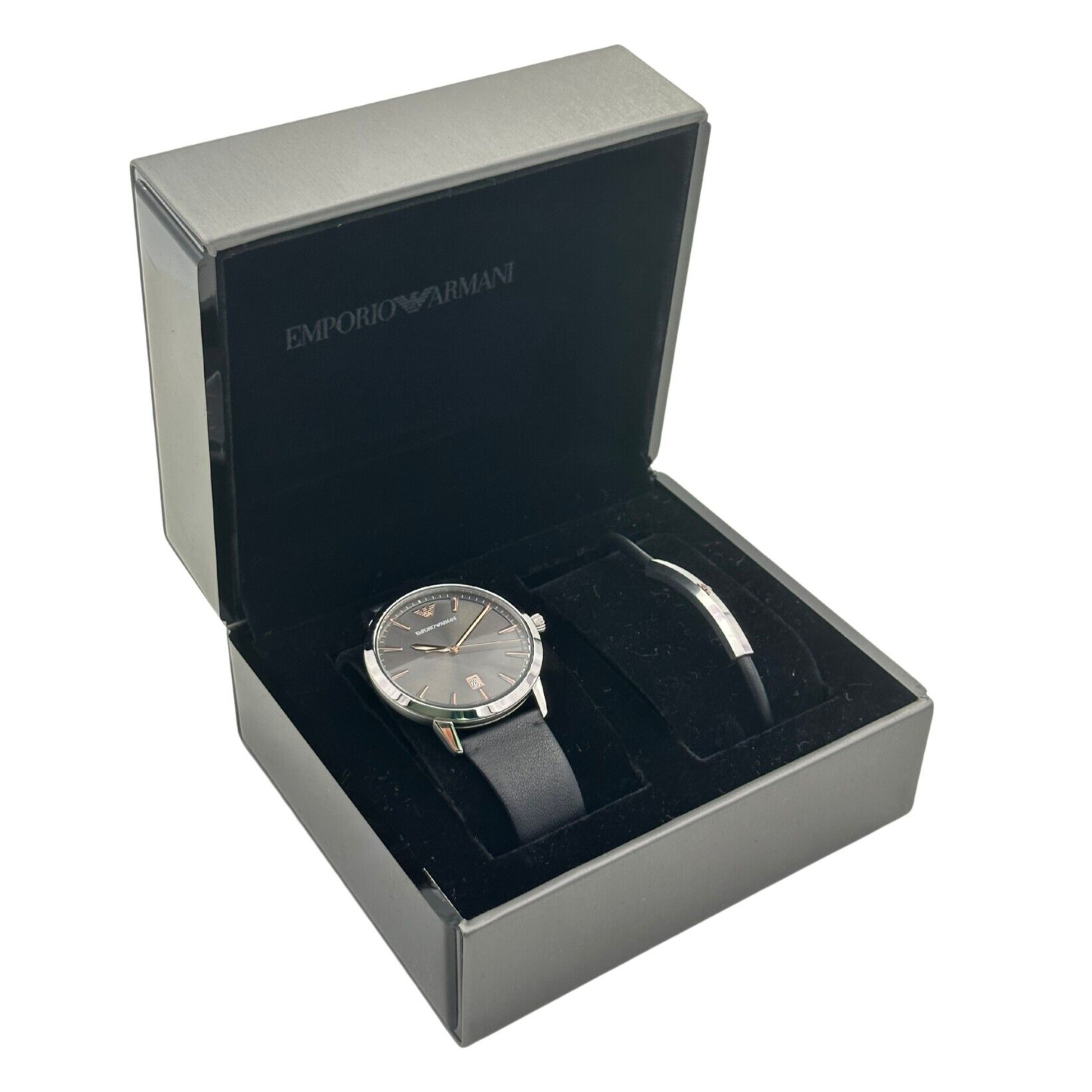 Emporio Armani Ruggero Gray Dial Men's Watch and Bracelet Set - AR80026 - 723763277969 