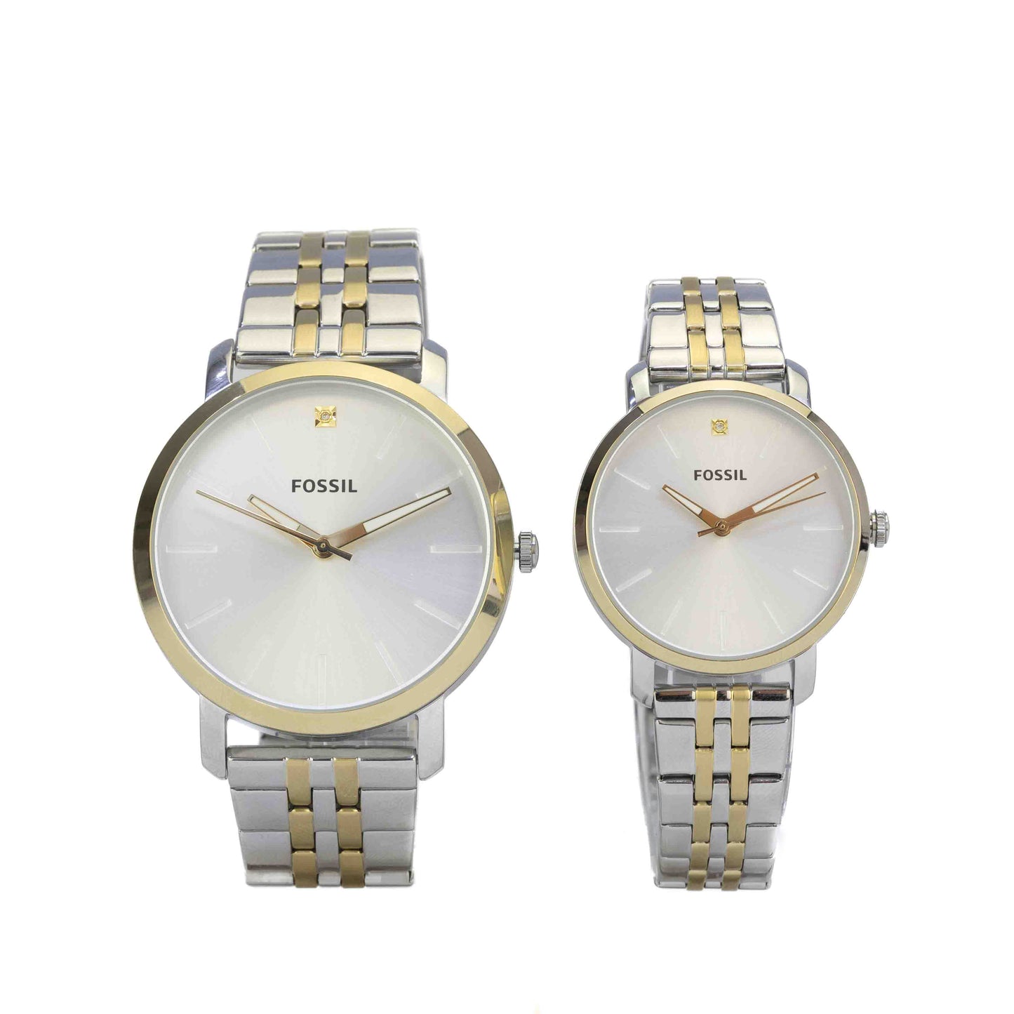Fossil His and Her Lux Luther Three-Hand Two-Tone Stainless Steel Watch Gift Set - BQ2467SET - 796483464902